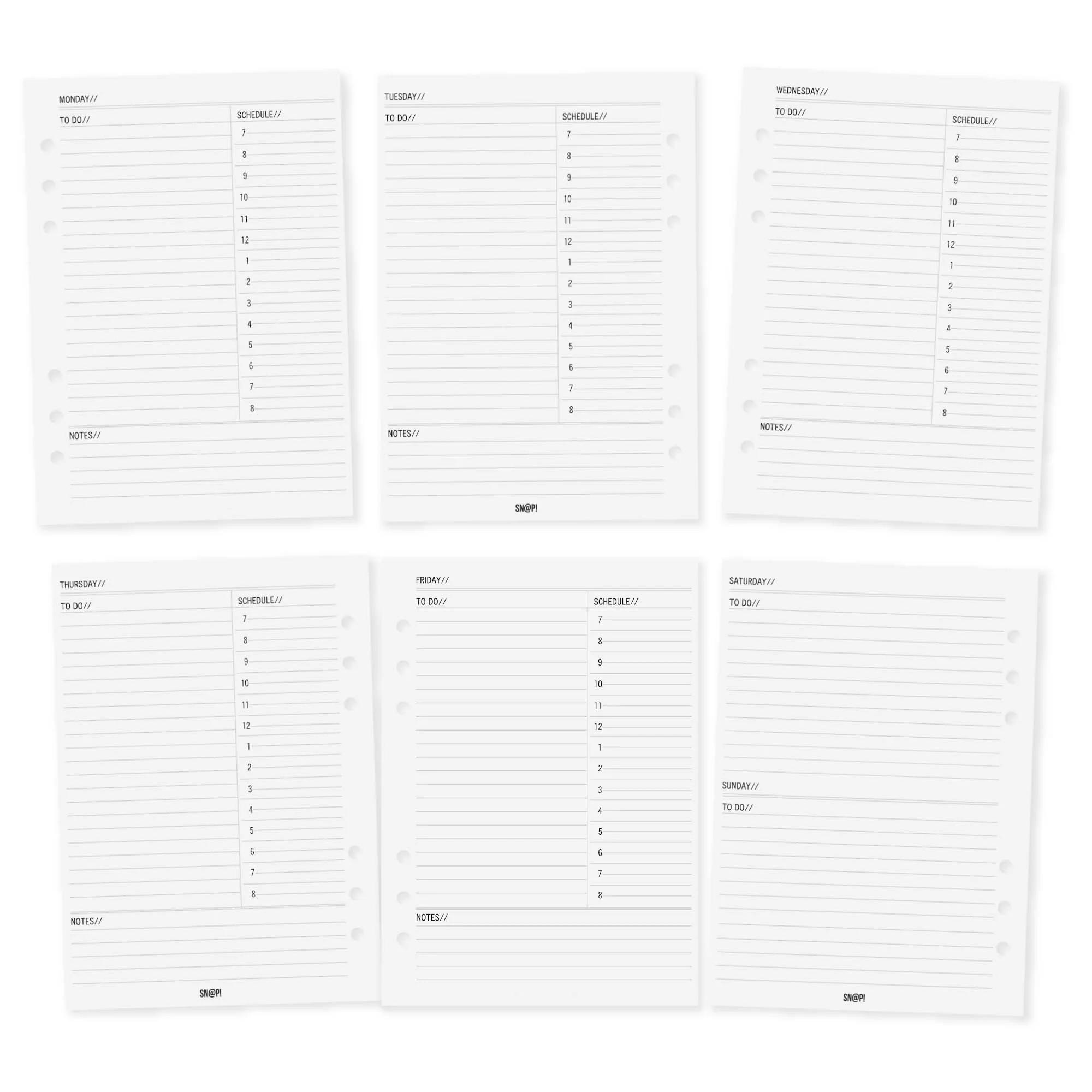 A5 Planner Daily Inserts