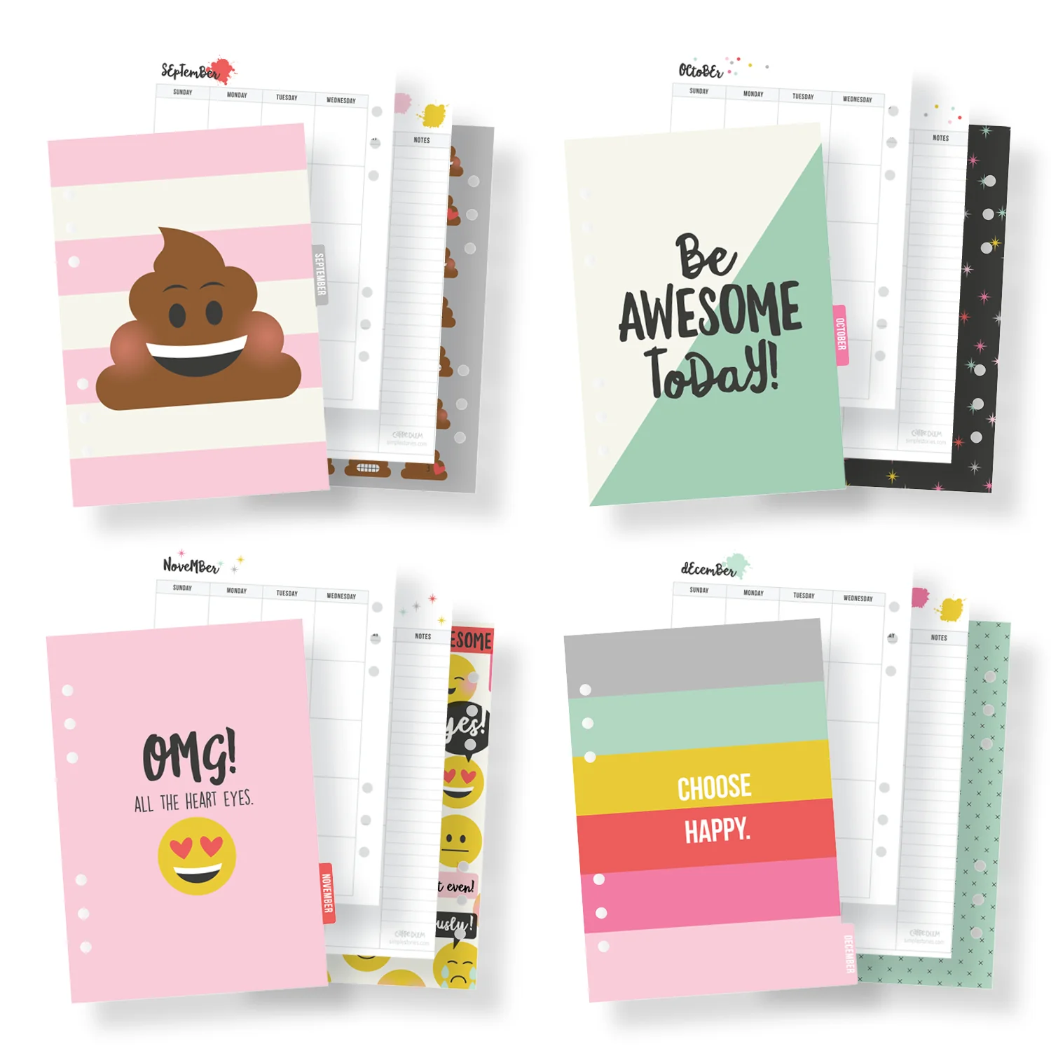 A5 Planner Emoji Love Insert set - Image 3