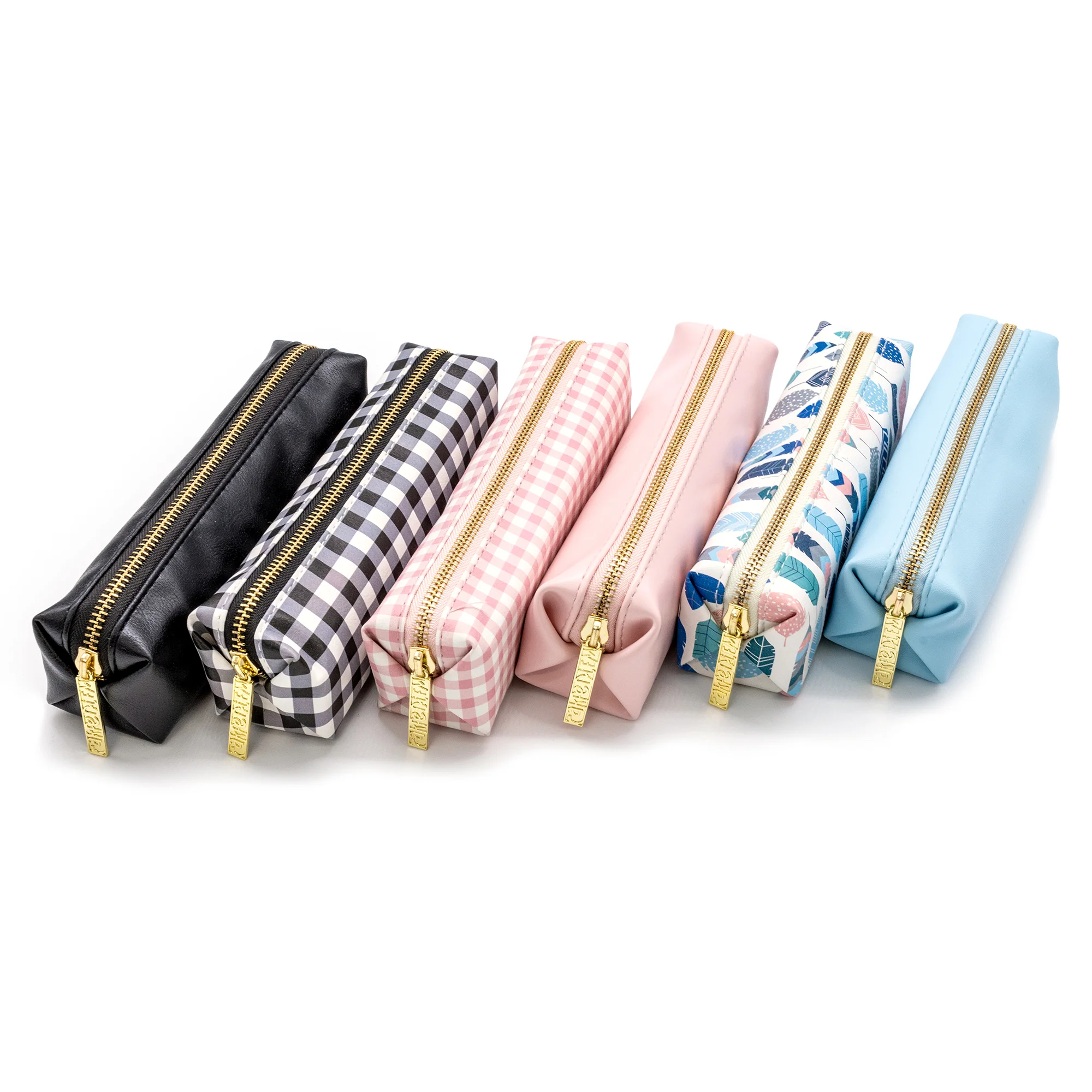 Ballerina Pink Check 8" Slim Pencil Case/Pouch - Image 4