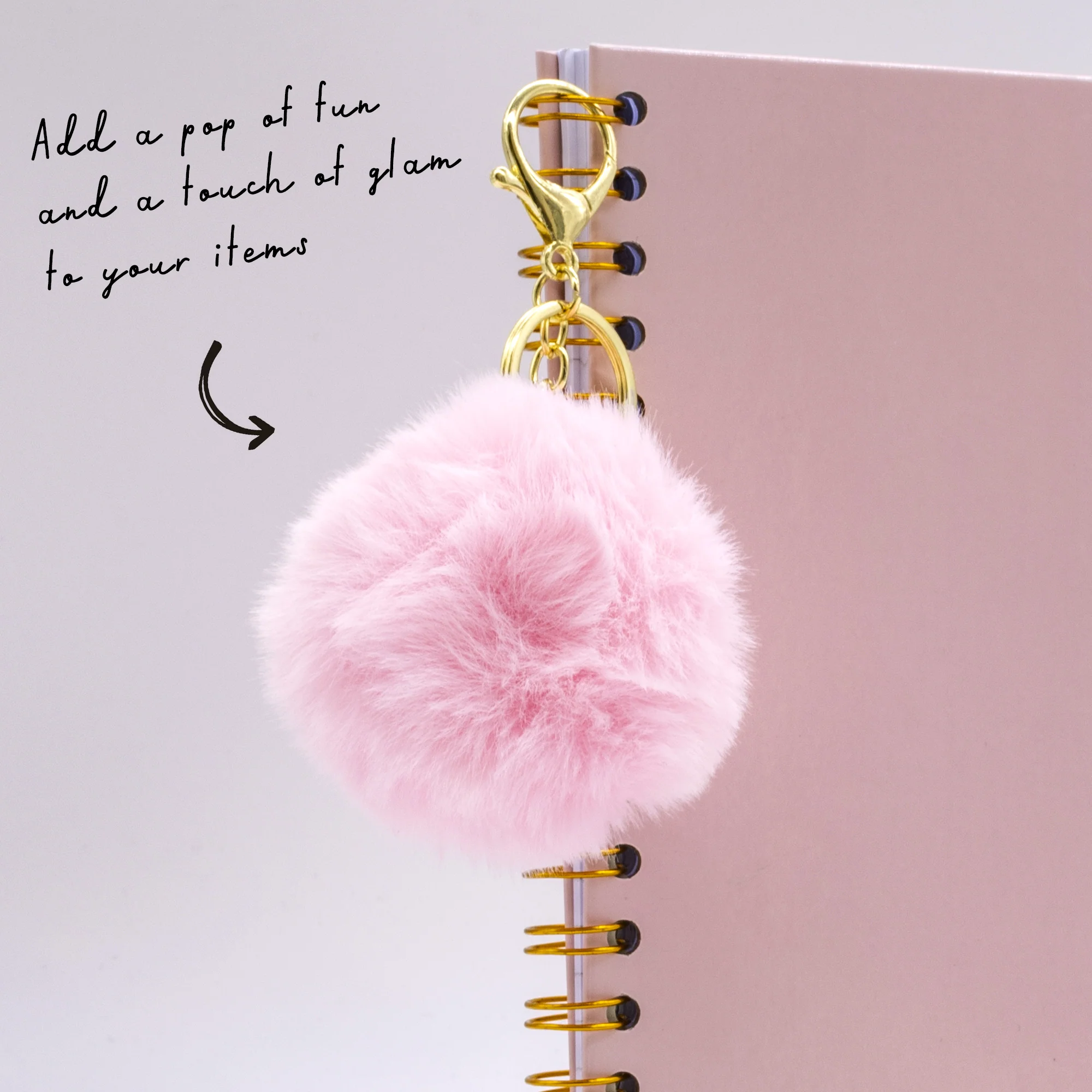 Ballerina Pink Faux Fur Pom Pom Keyring - Image 4