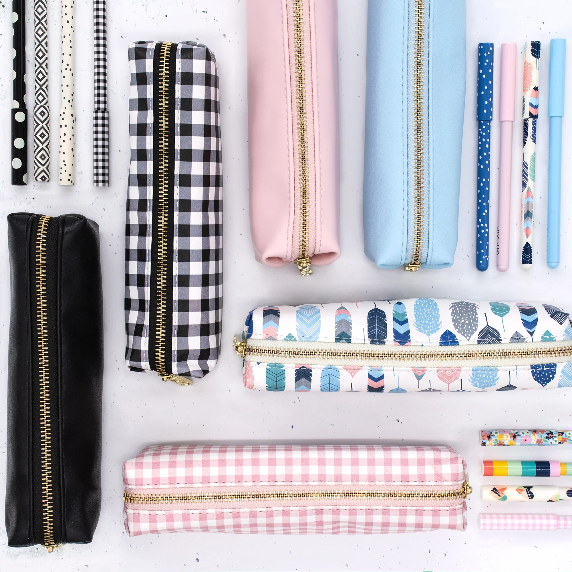 Black 8" Slim Pencil Case/Pouch - Image 5