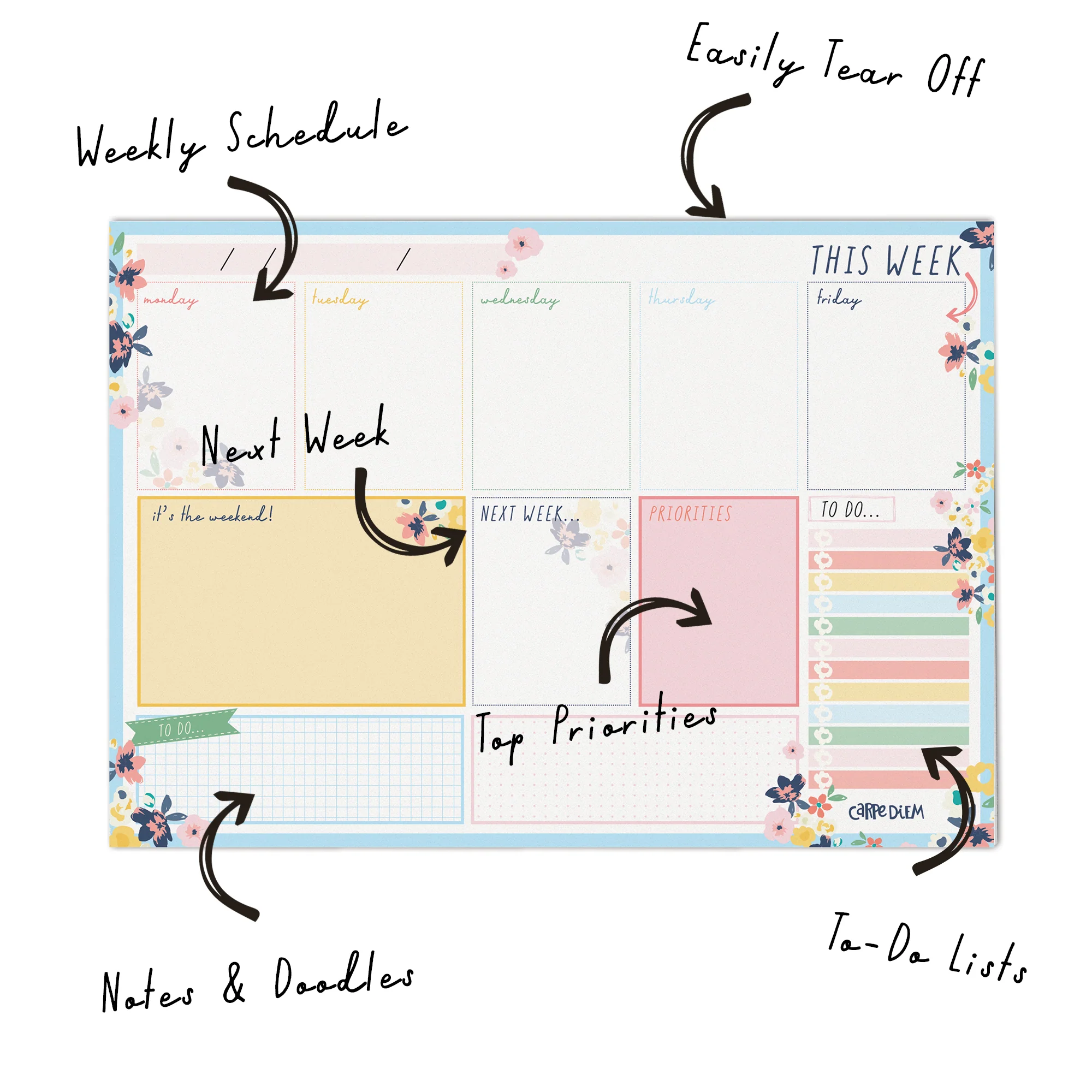 Ditsy Floral Weekly Planner Pad - Image 3