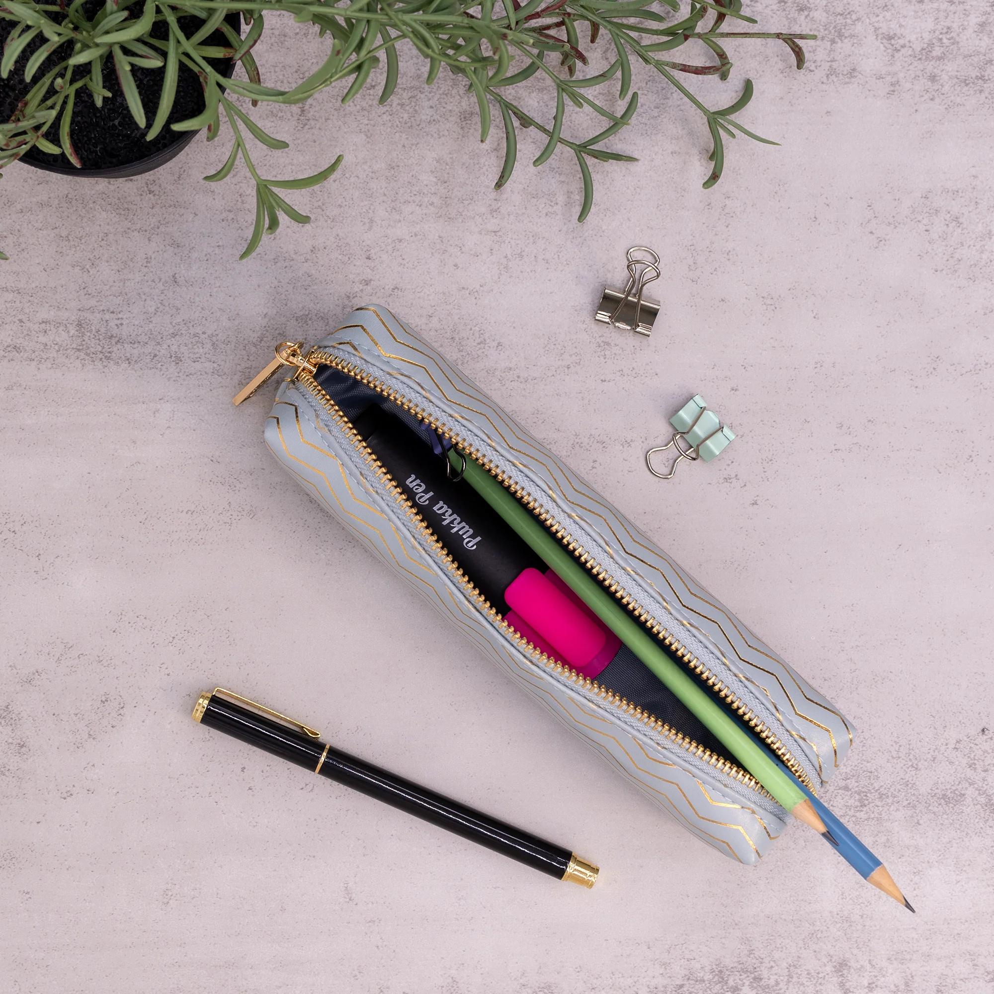 Haze Slim Pencil Case in Blue - Image 5