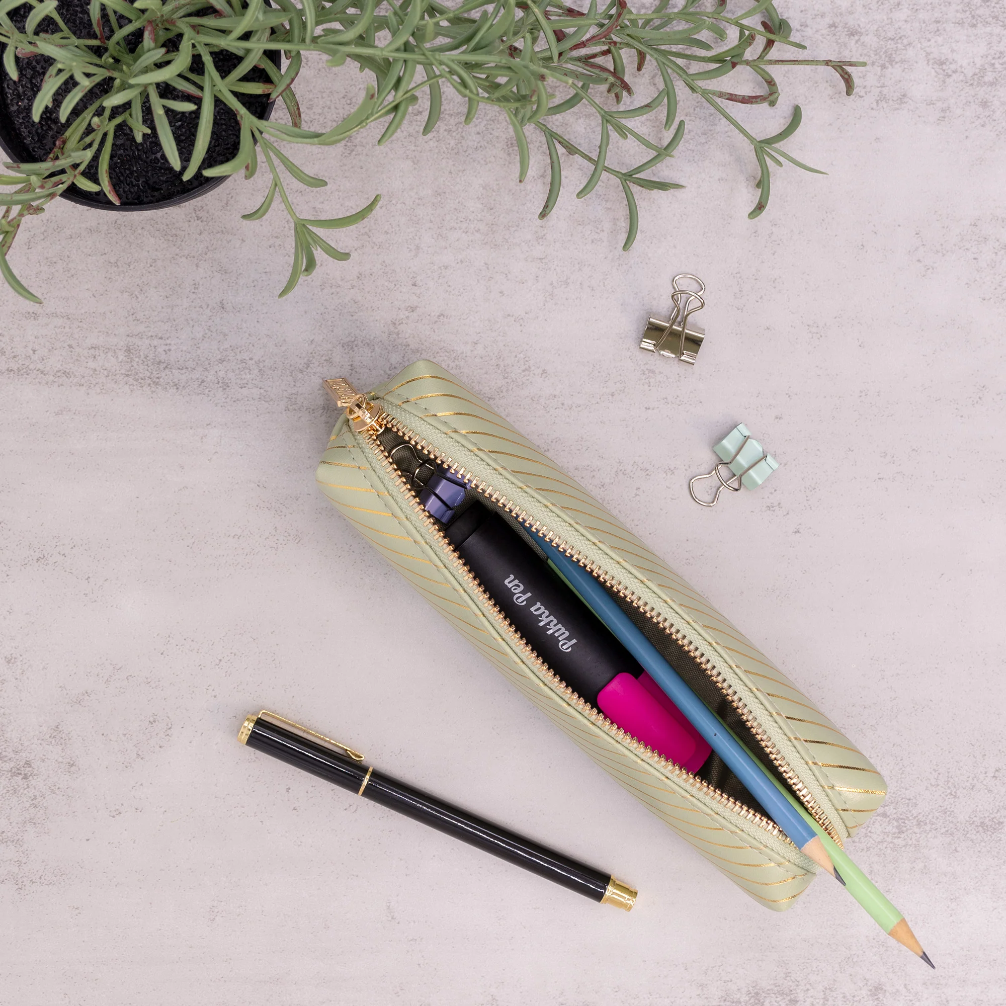 Haze Slim Pencil Case in Green - Image 5