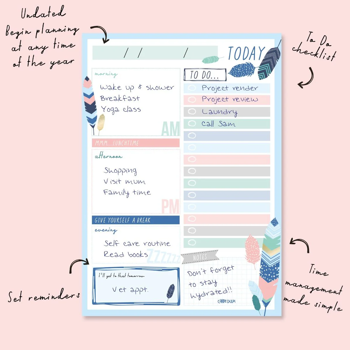 Feathers Daily Planner Pad - Image 3