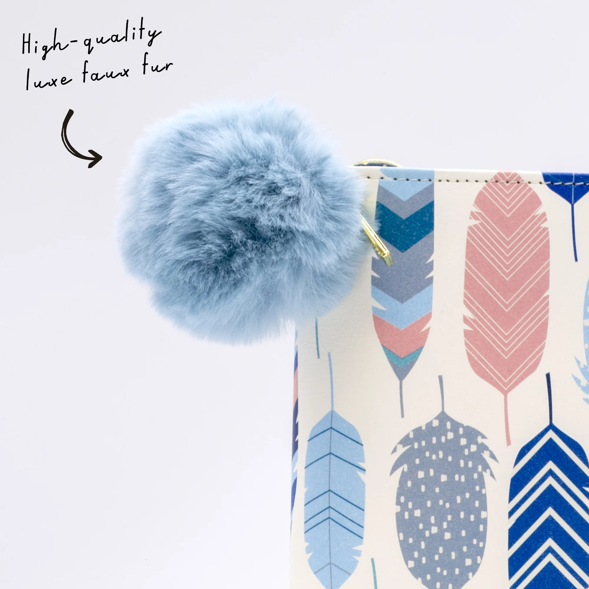 Sky Blue Pom Pom Keyring - Image 3