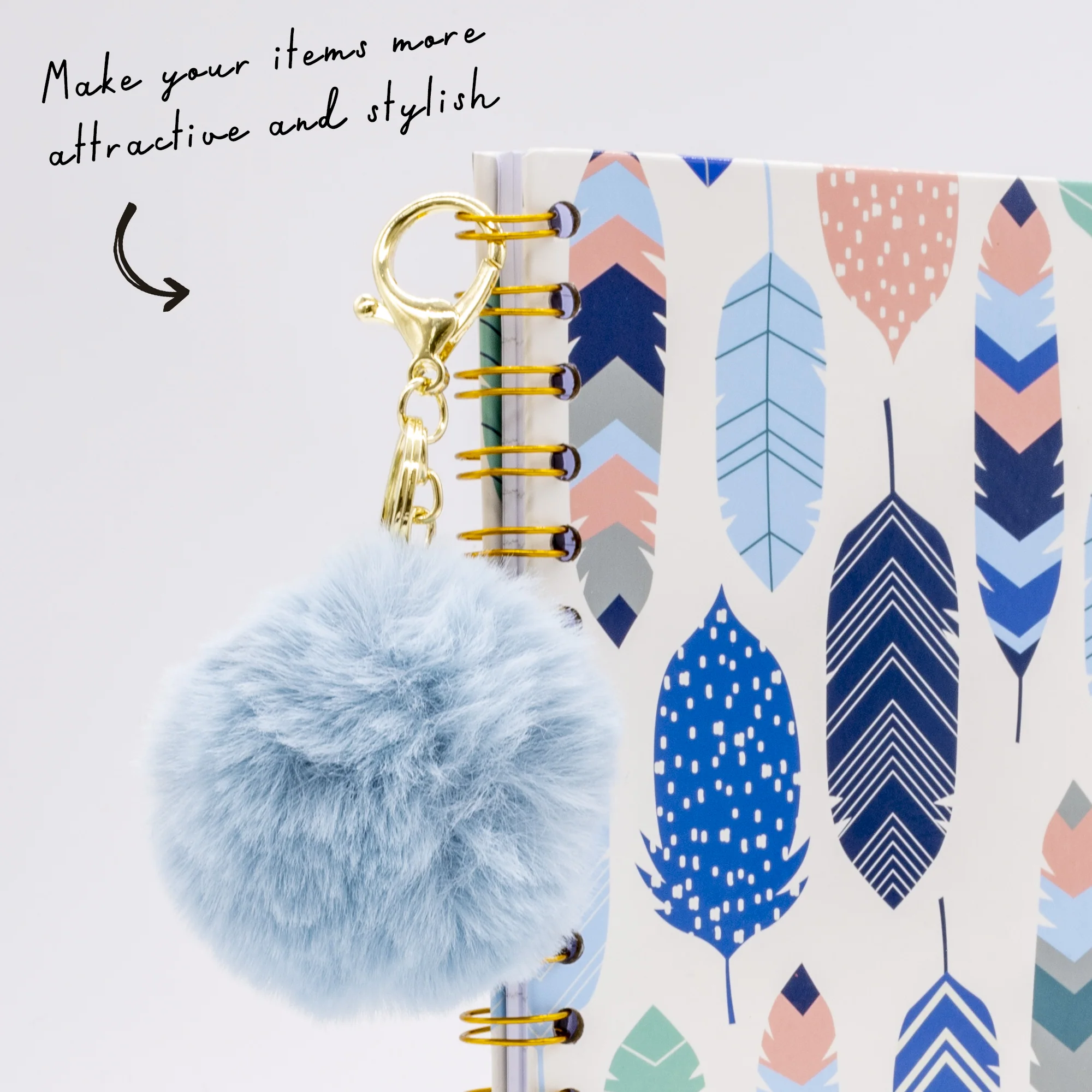 Sky Blue Pom Pom Keyring - Image 4