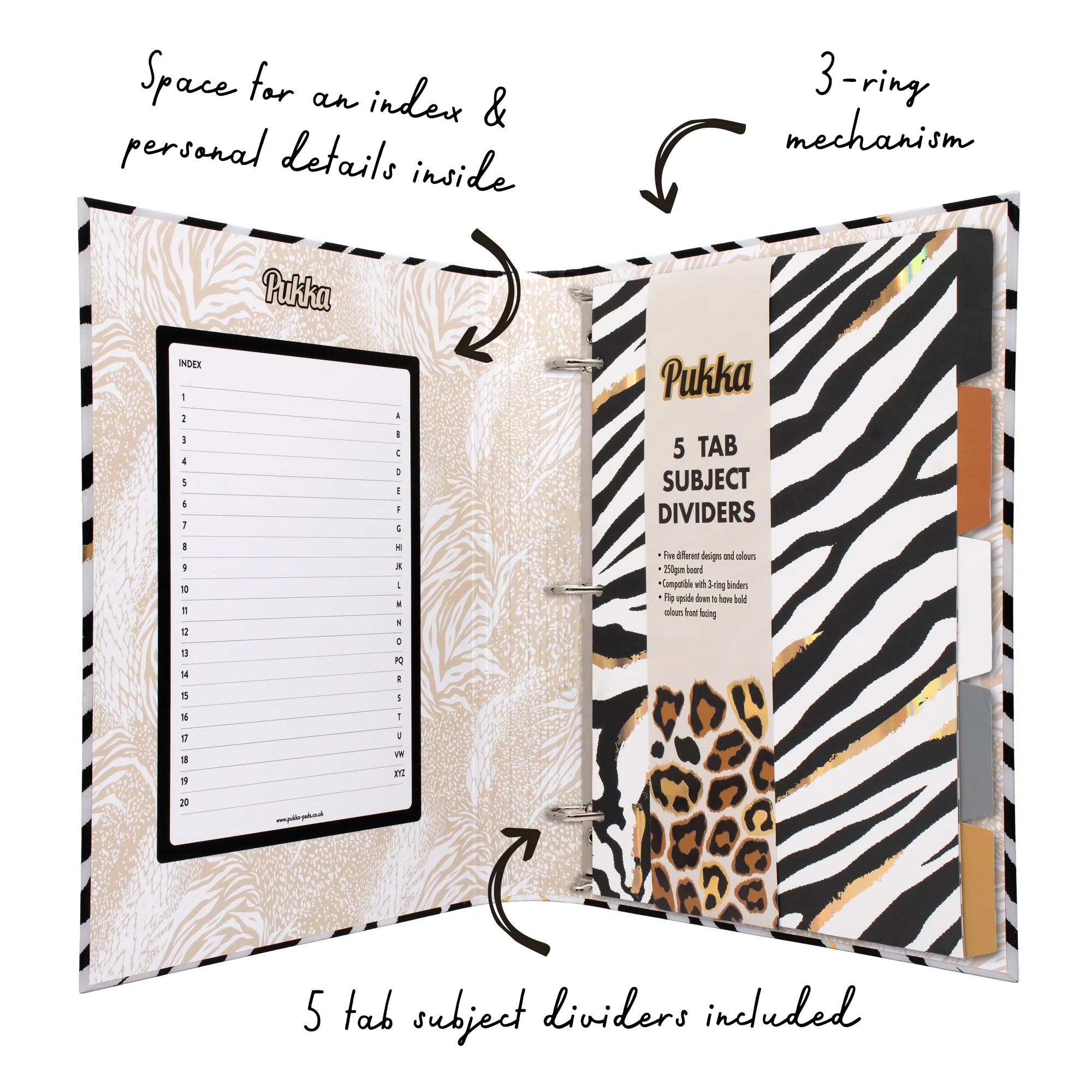 Wild Zebra Print Rollbound Binder Preloaded 3-Ring - Image 4